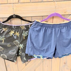 Chubbies neon palm tree shirts & lavender shorts Small 5.5 inseam